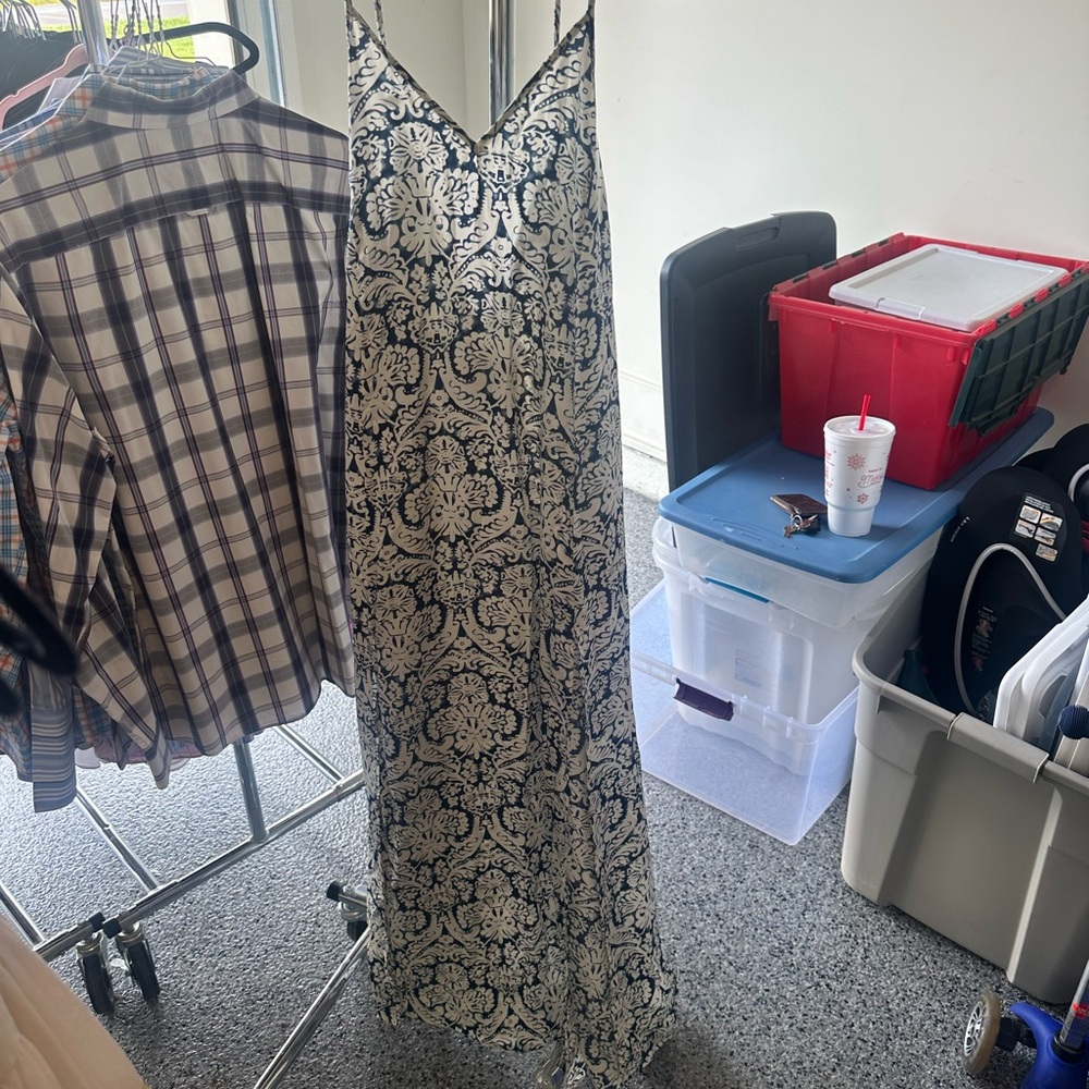 Blue and White Floral Maxi Dress